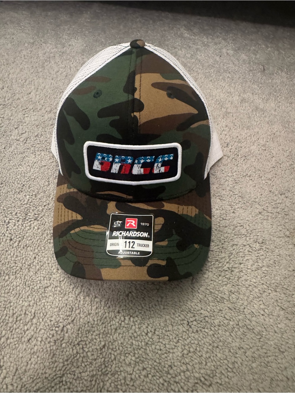 Richardson Camo Trucker Hat with USA Patch - Green Camo